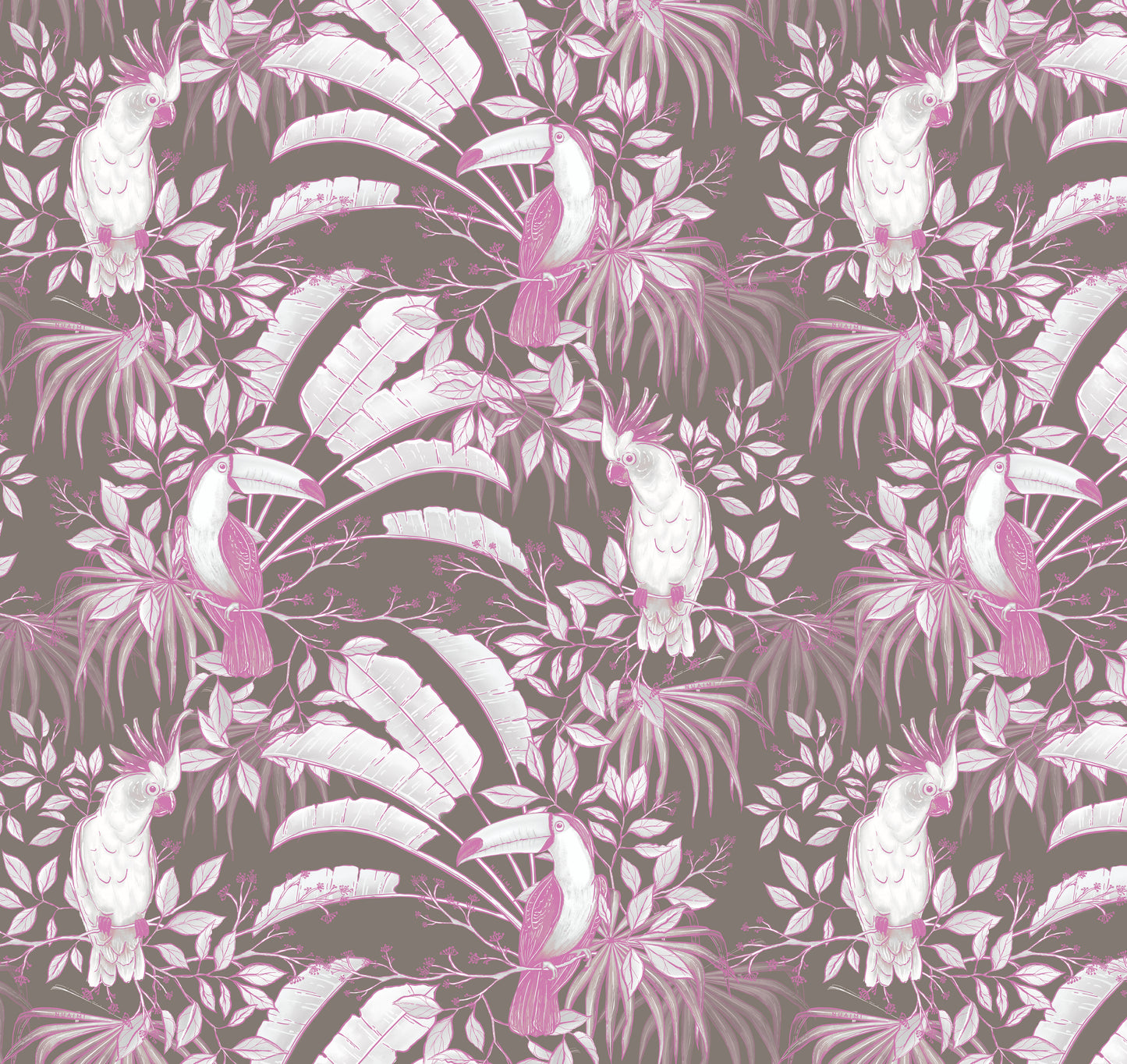 Birds of Paradise - Taupe/Pink